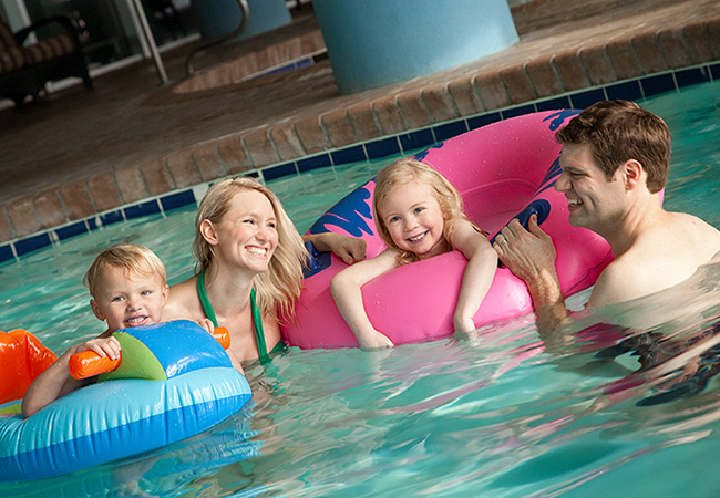 Bay View on the Boardwalk family in pool