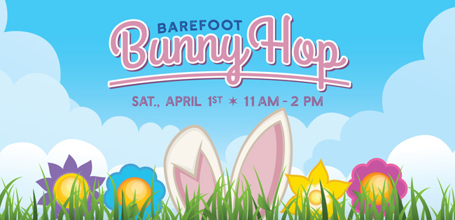 Easter graphic with bunny ears and flowers