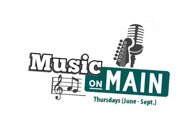 Music on Main logo - music bars with microphone