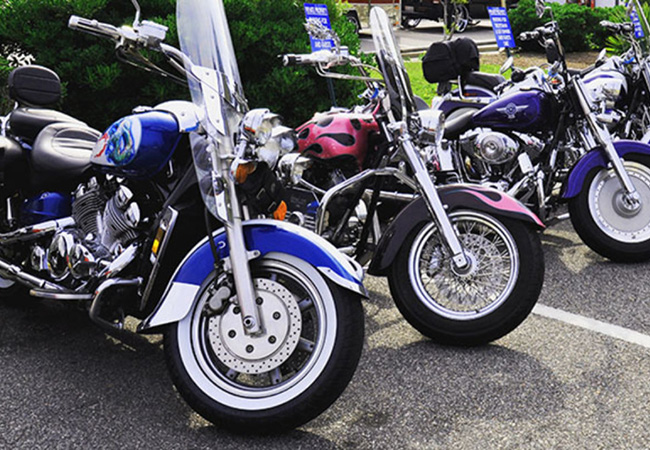 Parked motorcycles