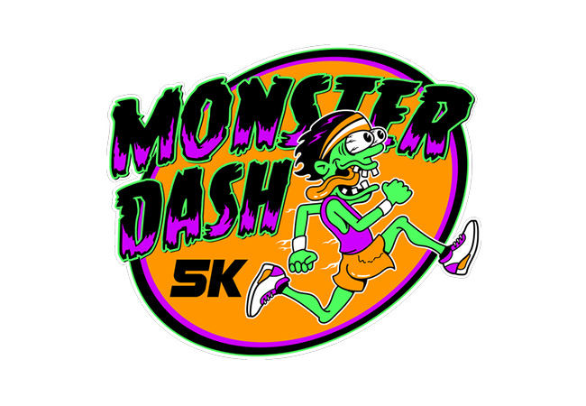 Graphic Monster Dash 5K with cartoon zombie running