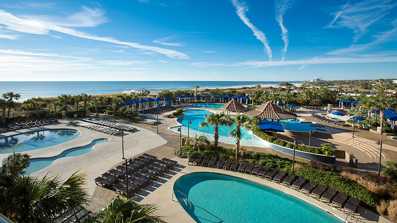 North Beach Resort & Villas 3 oceanfront pools with lounge chairs and cabanas