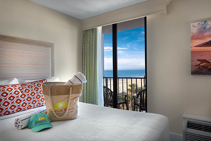 Surfside Beach Oceanfront Hotel Queen room with balcony ocean view