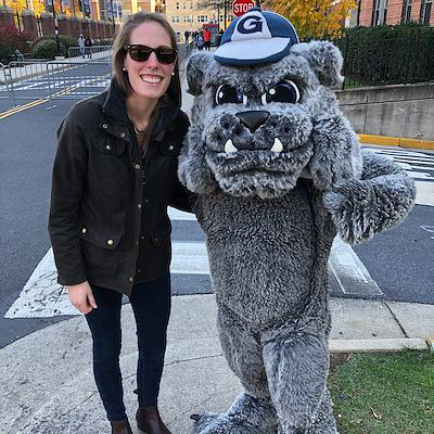 UFB George town fan with Hoyas mascot