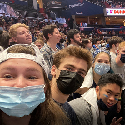 Georgetown Hoya fans at basketball game