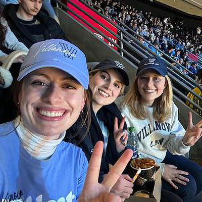 Three lady Villanova basketball fans