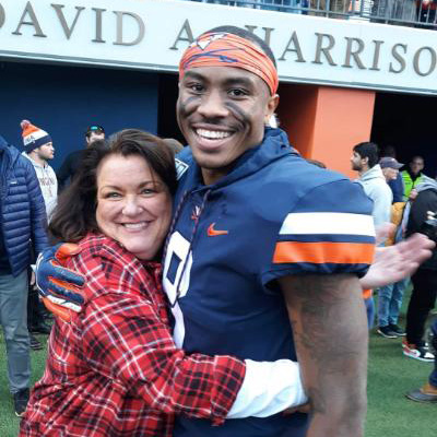 Virginia fan with football player