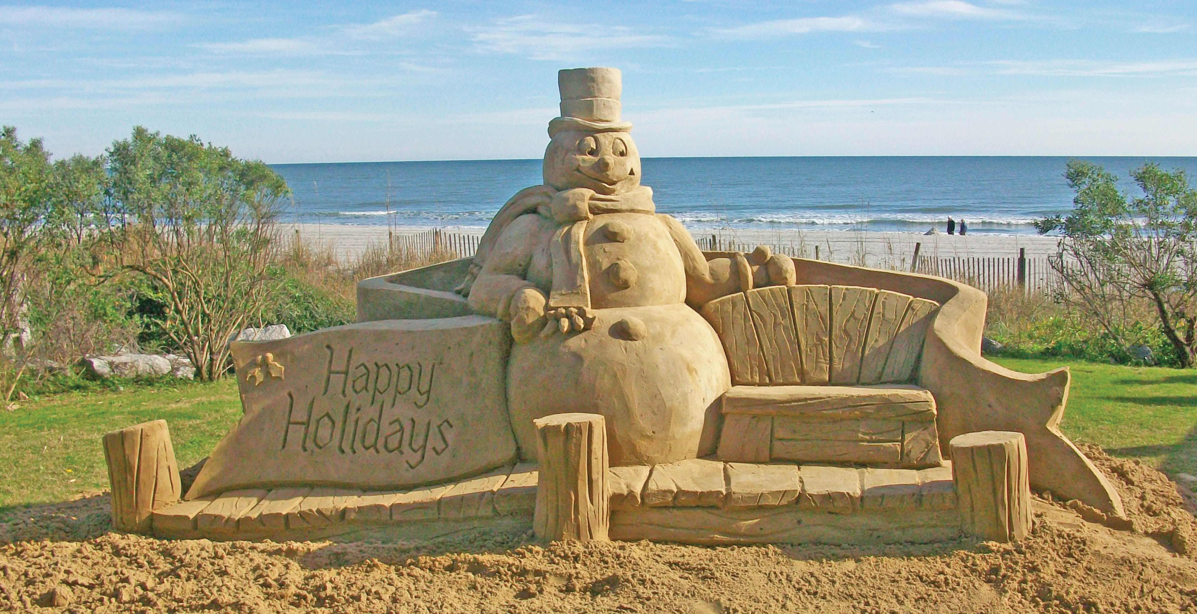 Happy Holidays Snowman Sand Sculpture