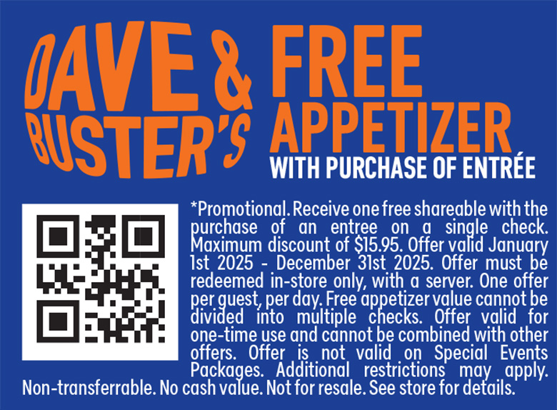 Dave & Buster's - Free Appetizer with Purchase of Entree Photo