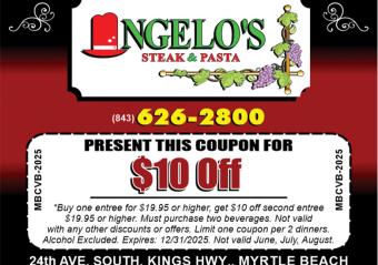 Angelo's Steak & Past - BOGO $10 Off One Entree Photo