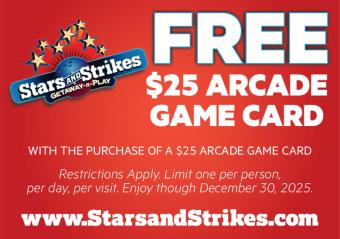 Stars and Strikes Family Entertainment Center - Free $25 Arcade Game Card Photo