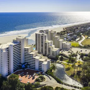 Ocean Creek Resort aerial with beach