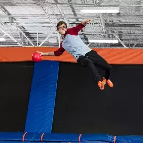 Sky Zone ball toss from the air