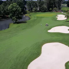 Arrowhead Country Club aerial of course with three sandtraps