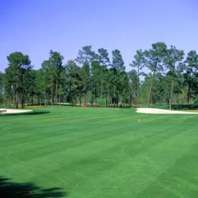 West Course fairway with traps and tees in the distance