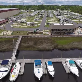 NMB RV Resort and Dry Dock Marina aerial with boat docks