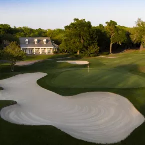 Willbrook Plantation large sandtrap with green and clubhouse