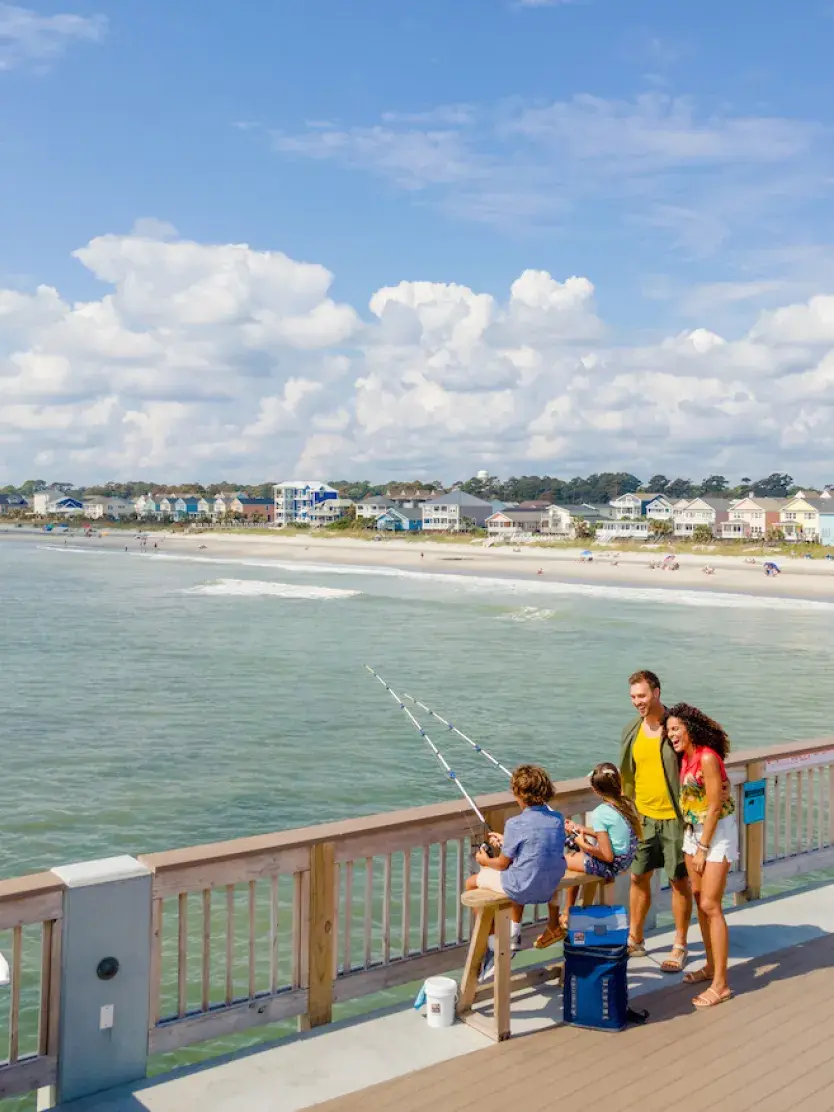 Surfside Beach Pier Fishing Family