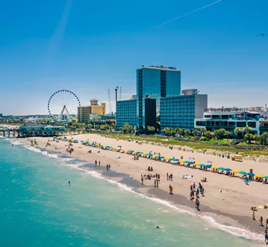 Myrtle Beach aerial of coastline with SkyWheel