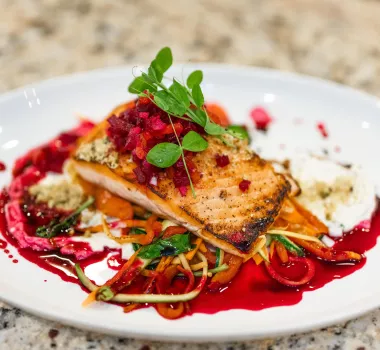 Fish with Vegetable Noodles and Sauce at Ciao Italian restaurant