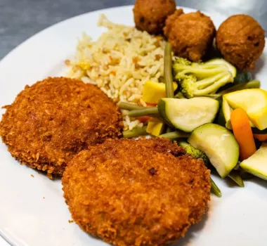 Fresh seafood and hush puppies at Biminis in Myrtle Beach