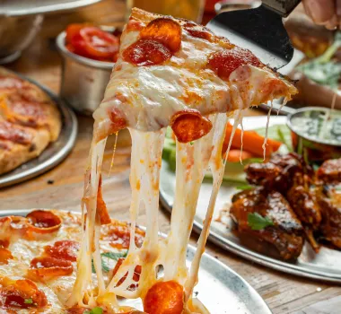 Pizza on display