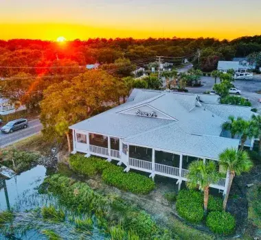 Sunset over Sara J's seafood