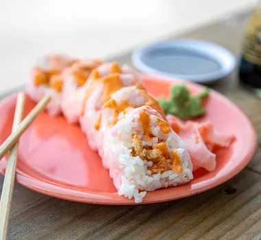 Sushi plated and on display