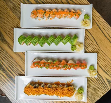 Sushi plated and on display