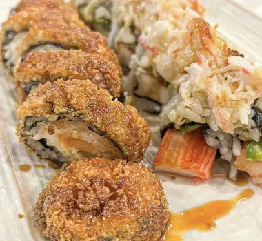Sushi plated and on display