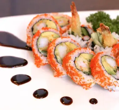 Sushi plated and on display