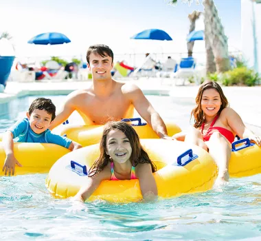 Landmark Resort family on lazy river
