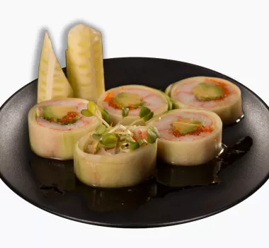 Sushi plated and on display