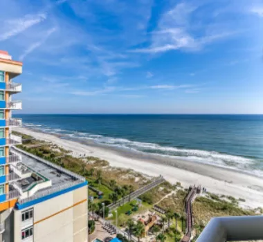 Dunes Village Resort view with beachfront