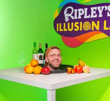 Ripley's Illusion Lab room with man's head on table