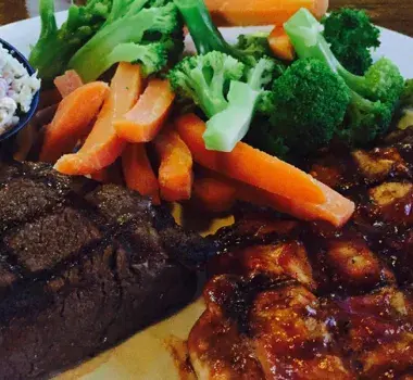 Thorny's steak dinner with cole slaw