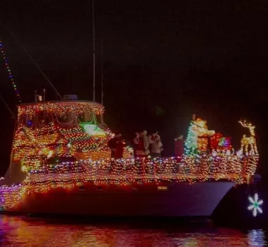 Christmas decorations on boat