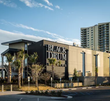 Exterior of Black Drum Brewing restaurant in Myrtle Beach
