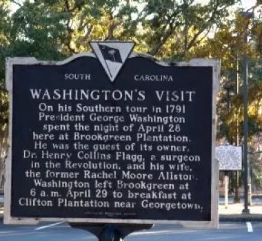 george washington at brookgreen sign at brookgreen gardens