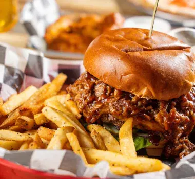Voodoo Brewing pulled pork sandwich