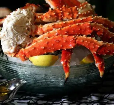 crab legs over ice