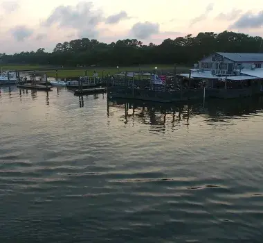 Exterior of Crab Catchers from the waterway side.