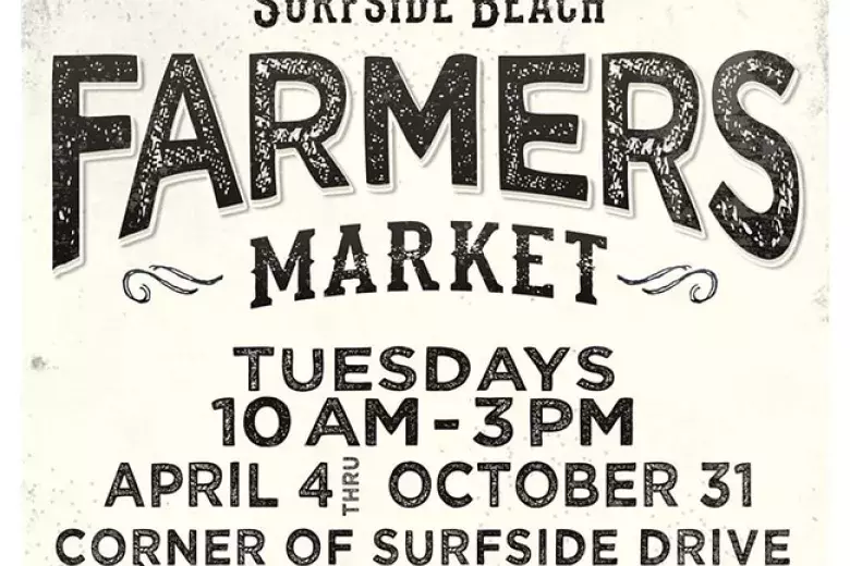 Flyer graphic with farmers market dates and times