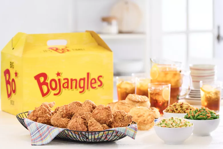 Bojangles meal with chicken, sides and sweet tea