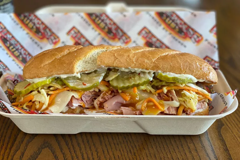 Firehouse sub in a to-go container