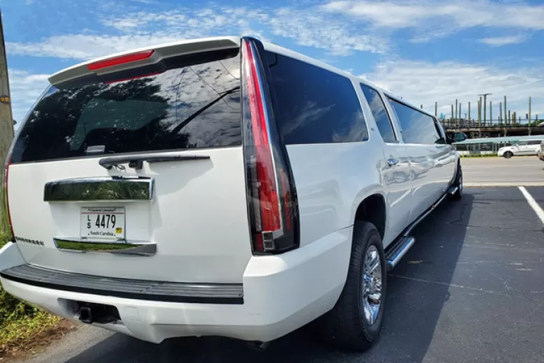 Limo Scene stretch white SUV limo