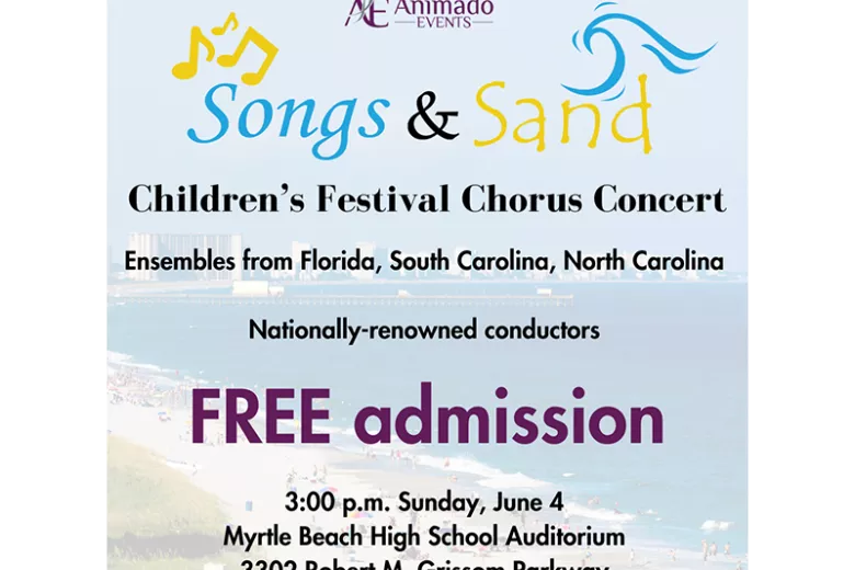 Beach scene with information of concert