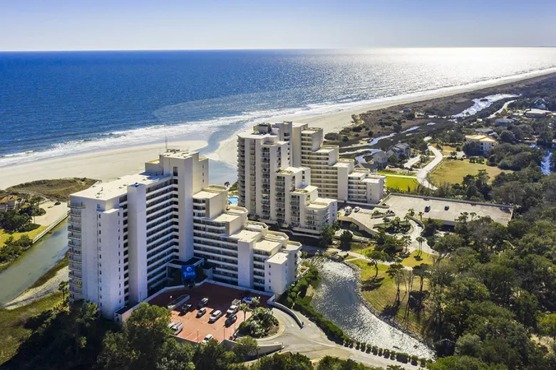 Ocean Creek Resort aerial with beach