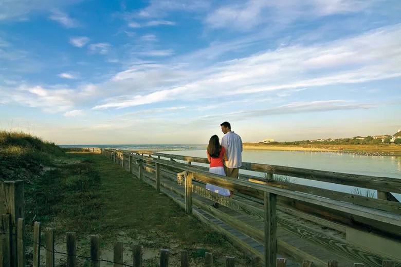 Ocean Creek couple on walkway