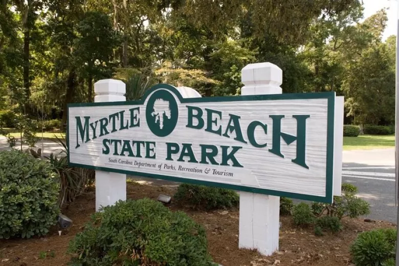 myrtle beach state park welcome sign